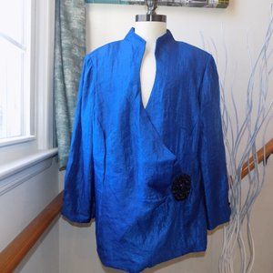 J. R. NITES By Carol Lin Evening Top Royal Blue Plus Size 14W